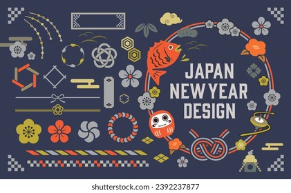 Material set that can be used for New Year's and New Year's designs