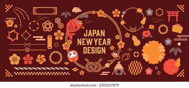 Material set that can be used for New Year's and New Year's designs