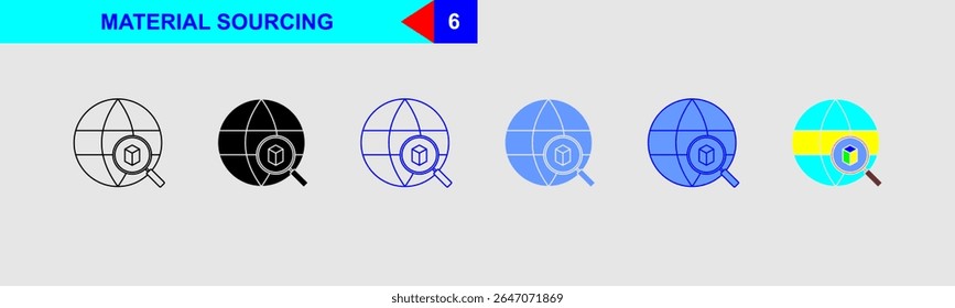 Material Sourcing Process Production Icon Set