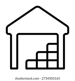 Icono de almacenamiento de material - Estilo de iconos de contorno negro para la gestión de la producción