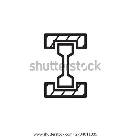 Material tensile testing icon. Shows a sample jig under stress between two clamps. Represents strength measurement, quality control, material science RnD, and industrial engineering for automotive.