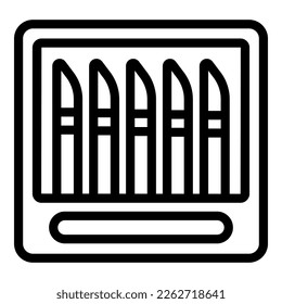 Werkstoffwerkzeug Symbol Umrissvektor. Kunststudio. Künstleranstrich