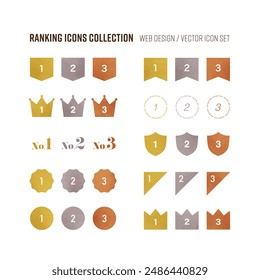 Material used to express rankings and ranks. A set of ranking icons with a rough texture.