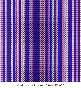 Material vertical stripes christmas knit geometric vector seamless. Jumper knit effect ornament. Norwegian style seamless knitted pattern. Cozy textile print design.