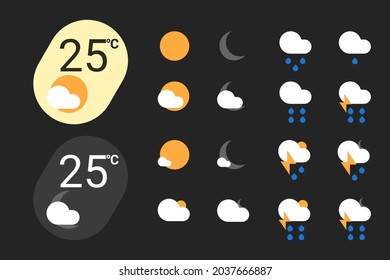 material you weather icon for widget and app kit collection set. modern trendy style