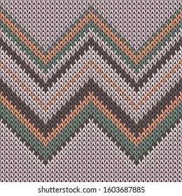 Material zig zal lines knit texture geometric seamless pattern. Blanket knitwear fabric print. Scandinavian style seamless knitted pattern. Repeatable background.