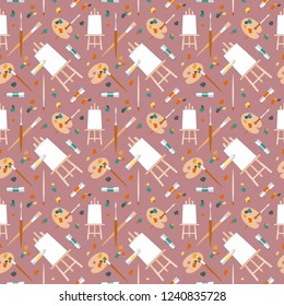 Аrt materials and accessories. Painting vector pattern. Artistic background.