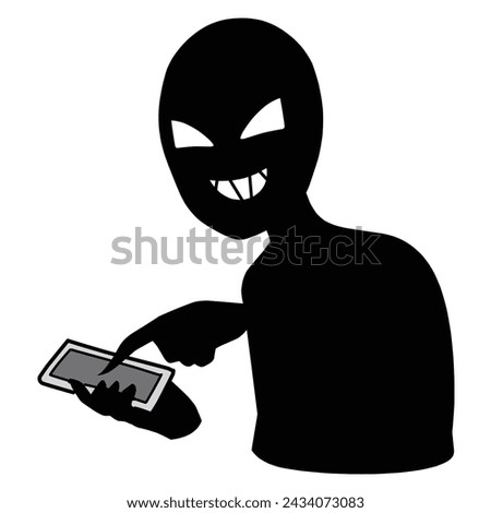 Materials of bad people operating smartphones