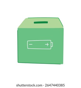 materiais caixa de reciclagem de bateria desenho animado. metais lítio, chumbo alcalino, níquel cádmio materiais caixa de reciclagem de bateria sinal.