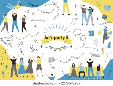 Materials collection for lively people and parties