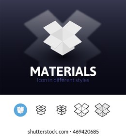 Materials color icon, vector symbol in flat, outline and isometric style isolated on blur background