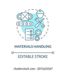 Materials handling blue concept icon. Monitoring maintenance of merchandise. Operations managment abstract idea thin line illustration. Vector isolated outline color drawing. Editable stroke