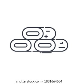 Icono de materiales, ilustración lineal aislada, vector de línea delgada, signo de diseño web, símbolo de concepto de contorno con trazo editable sobre fondo blanco.