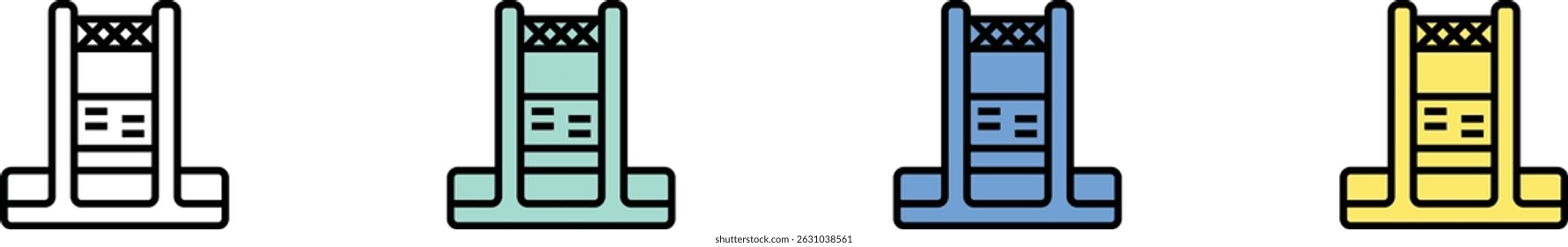 materials icon. Outline, Green, Blue and Yellow Style Design Isolated On White Background