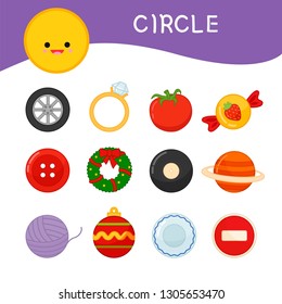  Materials For Kids Learning Forms. A Set Of Circle Shaped Objects 