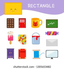  Materials For Kids Learning Forms. A Set Of Rectangle Shaped Objects 