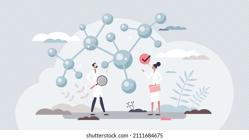 Materials Science For Structure And Properties Research Tiny Person Concept. Scientists Work With New Technology For Improved Physical Characteristics Vector Illustration. Molecular Microbiology Model