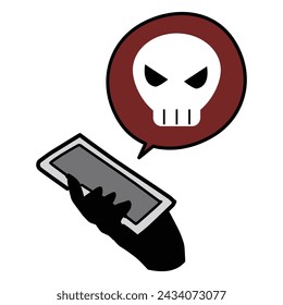 Materials of skull mark and smartphone operated by bad guys svg