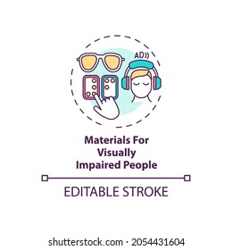 Materials For Visually Impaired People Concept Icon. Exception To Copyright Idea Thin Line Illustration. Adapted Work Version Creation. Vector Isolated Outline RGB Color Drawing. Editable Stroke