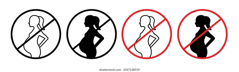 Maternal Health Caution Line Icon. Pregnancy Wellness Advisory icon in outline and solid flat style.