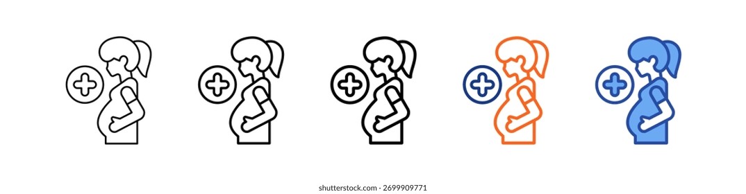 Ilustração do ícone de vetor do conjunto diferente de saúde materna