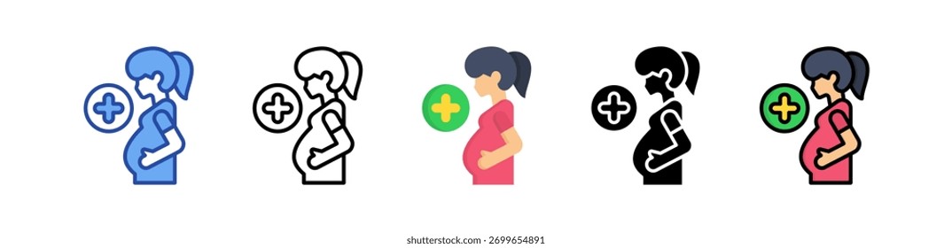 Ícone de saúde materna Ilustração de vetor de vários estilos