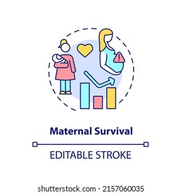 Maternal Survival Concept Icon. Measure Of Human Development. Social Progress Abstract Idea Thin Line Illustration. Isolated Outline Drawing. Editable Stroke. Arial, Myriad Pro-Bold Fonts Used