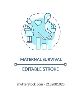 Maternal Survival Turquoise Concept Icon. Human Development Measure. Social Progress Abstract Idea Thin Line Illustration. Isolated Outline Drawing. Editable Stroke. Arial, Myriad Pro-Bold Fonts Used