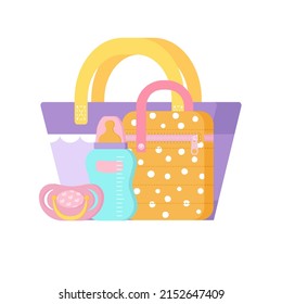 Maternity bag with baby bottle and thermo bag, baby pacifier.