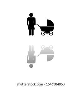Maternity. Black symbol on white background. Simple illustration. Flat Vector Icon. Mirror Reflection Shadow. Can be used in logo, web, mobile and UI UX project