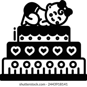 Maternity cake glyph and line vector illustration