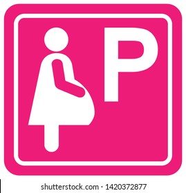 Maternity Car Parking Symbol Sign, Vector Illustration, Isolate On White Background Label. EPS10