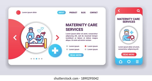 Maternity care services web banner and mobile app kit. Advertising. Outline vector illustration.