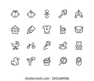 Maternity and childhood icon set, outline style svg