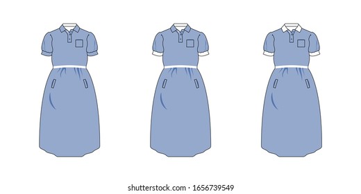 Maternity clothes template set, front view mockup.