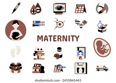 Maternity Flat Vector Illustration Icon Sticker Set Design Materials