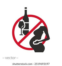 saúde maternidade de ícone de refrigerantes, conceito de bem-estar materno, sem álcool durante o período de gravidez, ilustração vetor plana