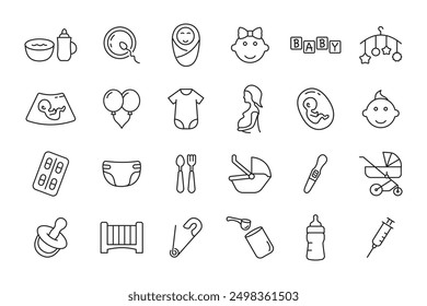 Maternity icon set. Pregnancy and baby icon set. Vector.