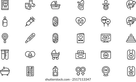 Maternity icons High-Quality Vector Icons Collection with Editable Stroke. Ideal for Professional and Creative Projects.