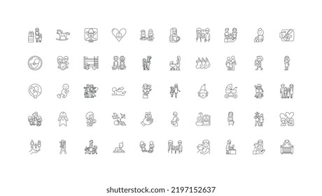 Maternity ideas, linear icons, line signs set, vector collection