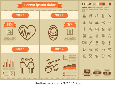 Maternity infographic template and elements. The template includes huge awesome set of thin line icons. Modern minimalistic flat vector design.