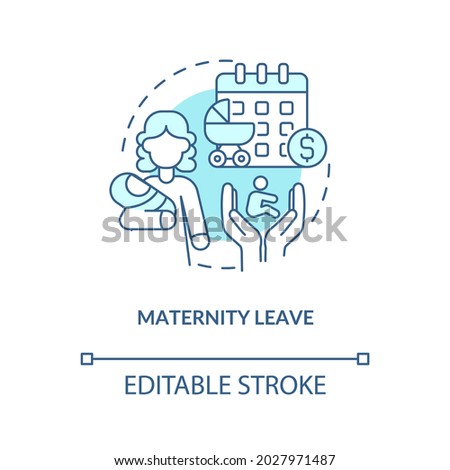 Maternity leave blue concept icon . Maternity rights and allowance abstract idea thin line illustration. Paid parental leave for newborn care. Vector isolated outline color drawing. Editable stroke