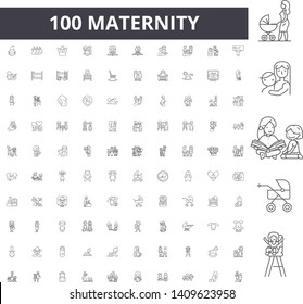 Maternity line icons, signs, vector set, outline illustration concept 