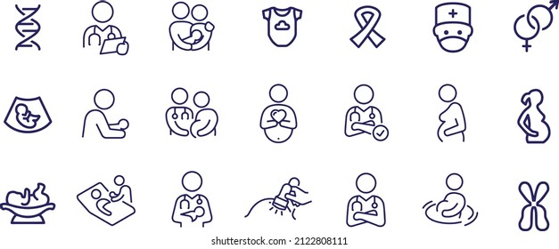 Maternity line icons vector design