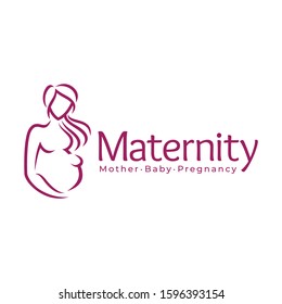Maternity logo design template, pregnancy mother and baby symbol or icon