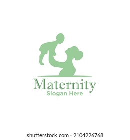 Maternity logo design template, pregnancy mother and baby symbol or icon