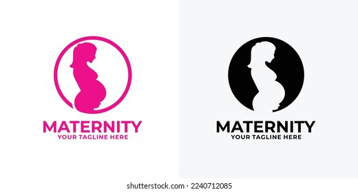 Maternity logo set design vector. Pregnant logo