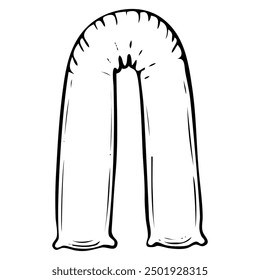 Maternity pillow hand drawn doodle. Comfortable sleep and relaxation. Bedding to support the head and abdomen. Vector outline line art illustration.