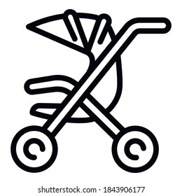 Maternity pram icon. Outline maternity pram vector icon for web design isolated on white background