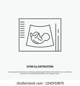 Maternity, pregnancy, sonogram, baby, ultrasound Icon. Line vector gray symbol for UI and UX, website or mobile application